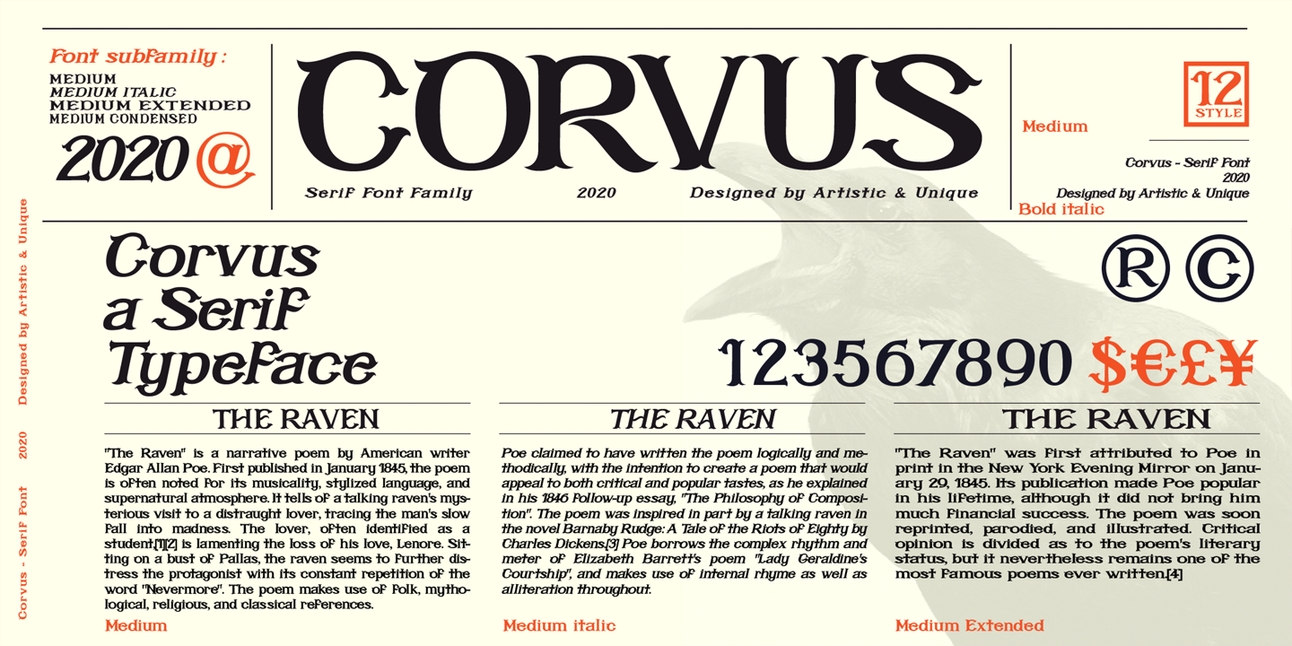 Пример шрифта Corvus #10
